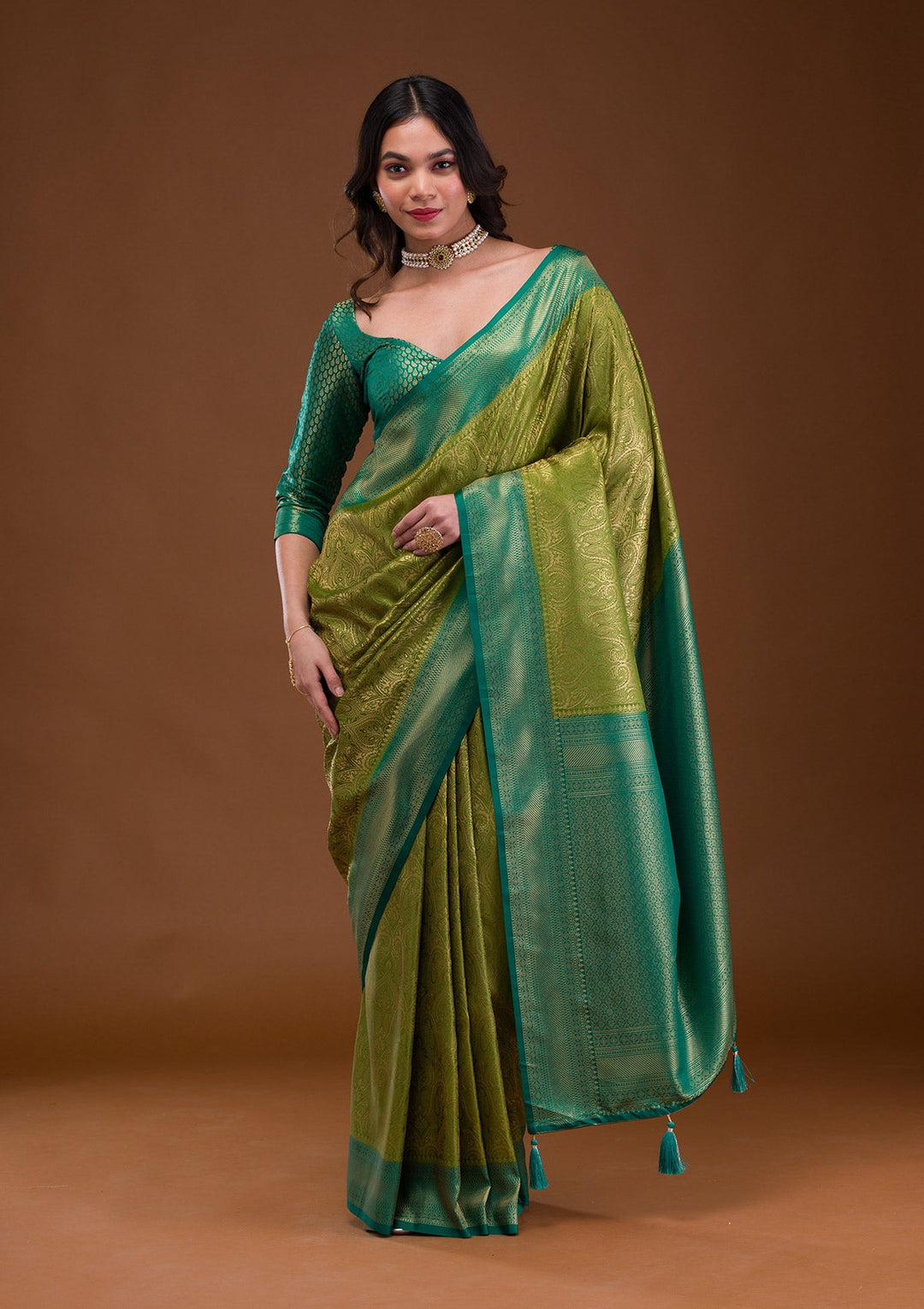 Cream Stonework Net Designer Saree-Koskii