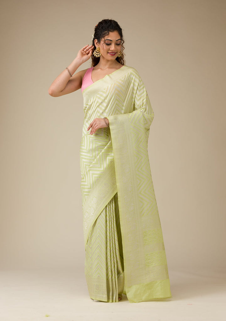 Pista Green Zariwork Art Silk Saree