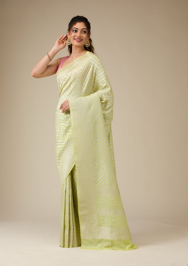 Pista Green Zariwork Art Silk Saree
