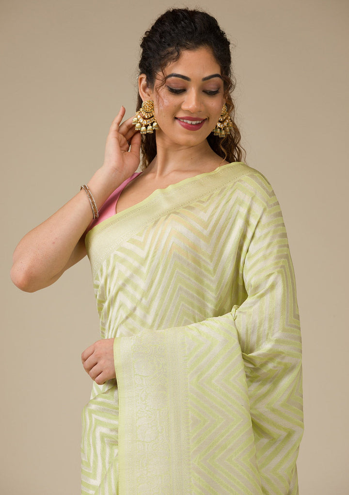 Pista Green Zariwork Art Silk Saree
