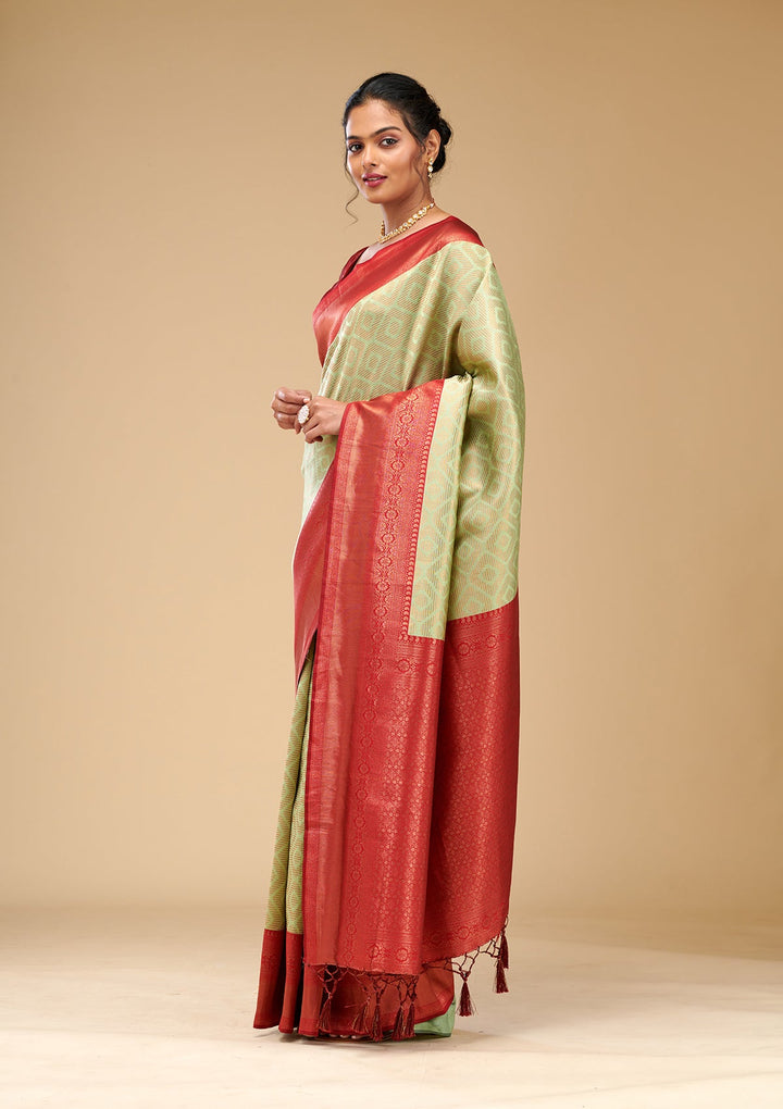 Pista Green Zariwork Art Silk Saree-Koskii