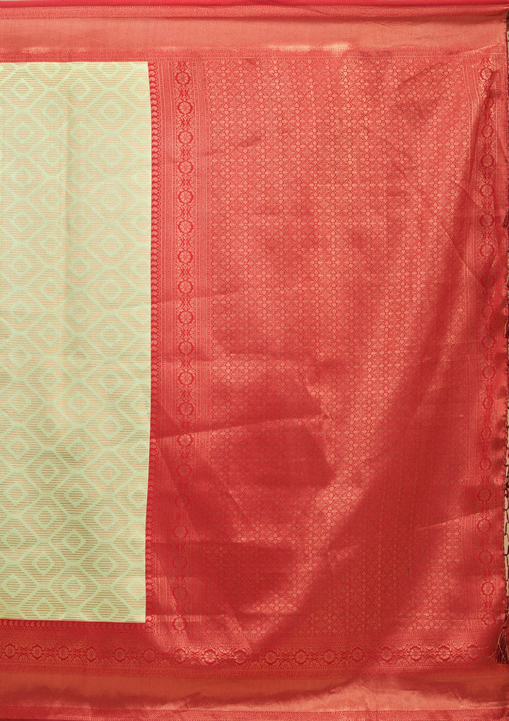 Pista Green Zariwork Art Silk Saree-Koskii