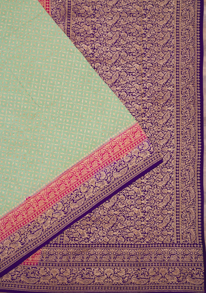 Pista Green Zariwork Pure Silk Saree