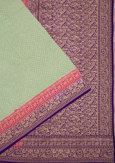 Pista Green Zariwork Pure Silk Saree