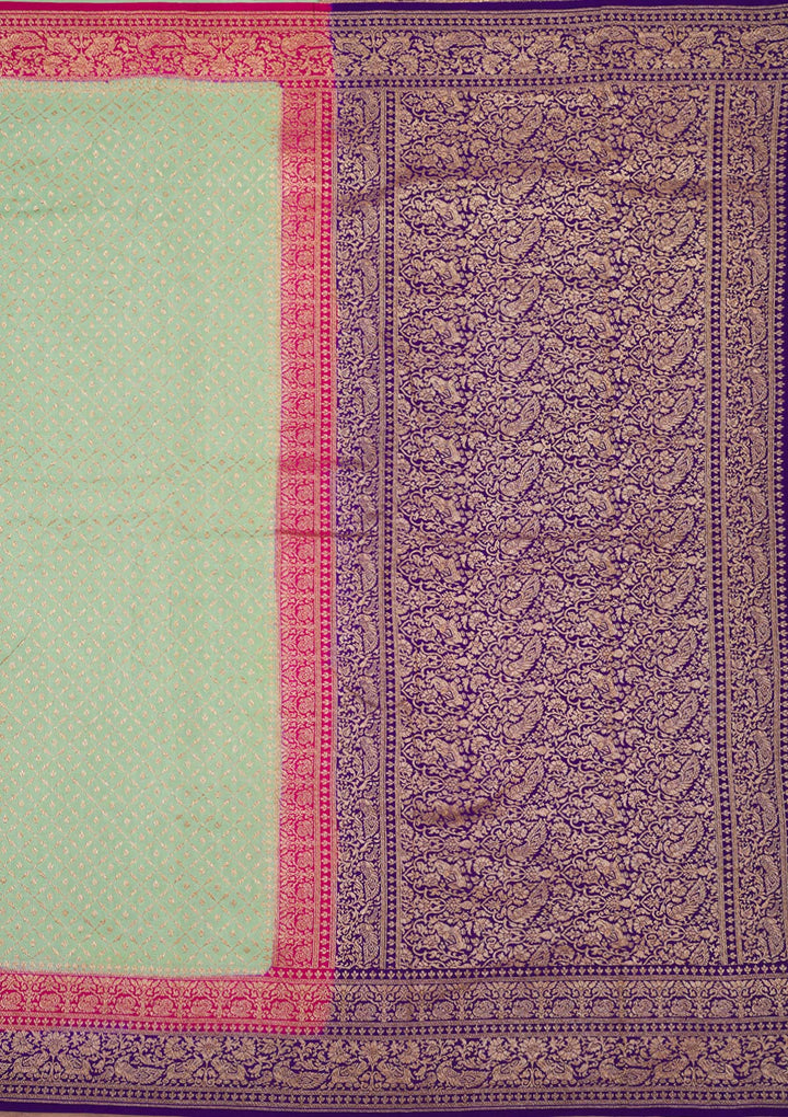 Pista Green Zariwork Pure Silk Saree