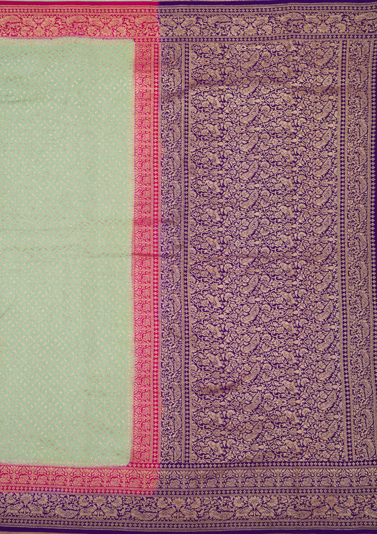 Pista Green Zariwork Pure Silk Saree