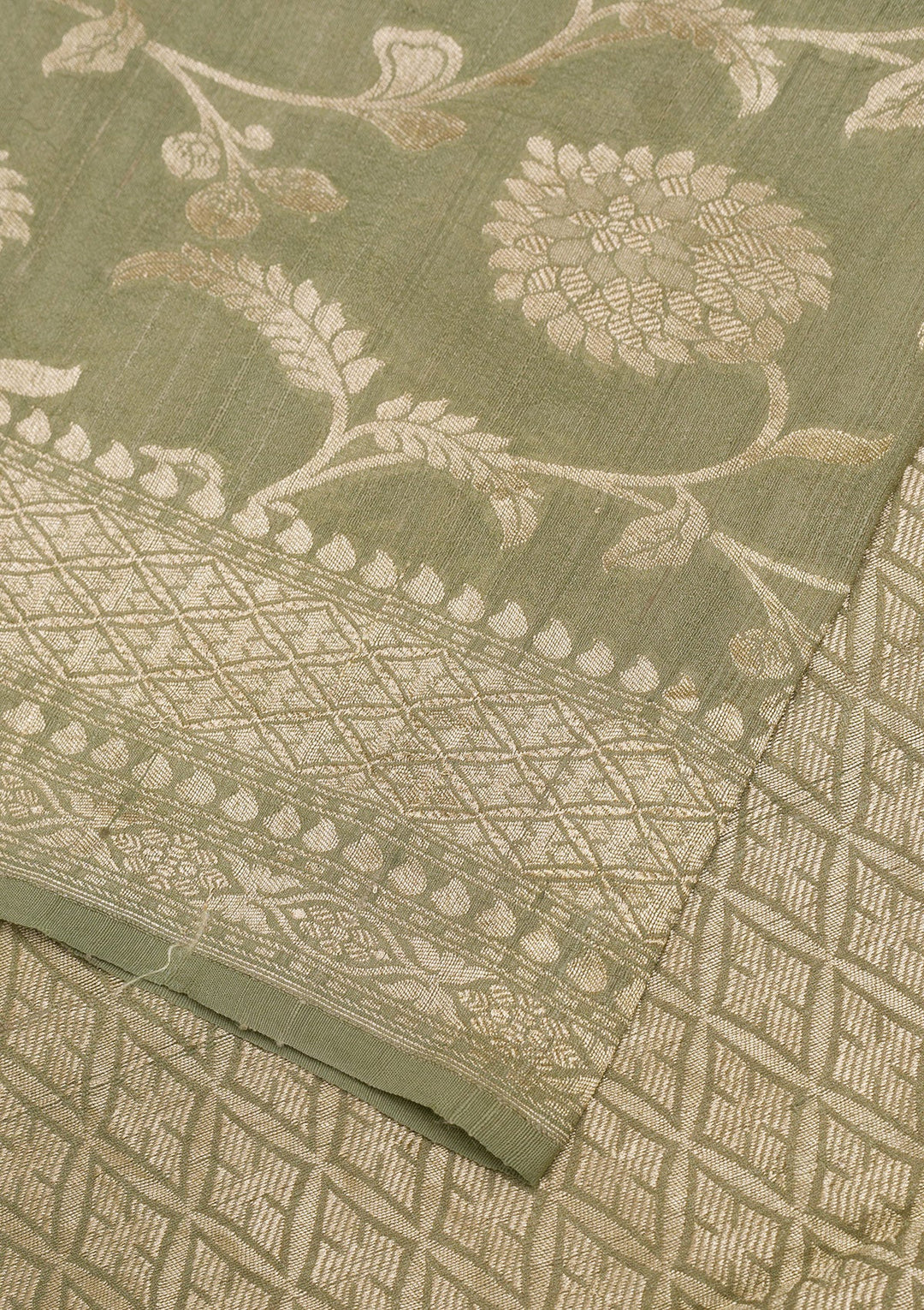 Pista Green Zariwork Banarasi Saree-Koskii