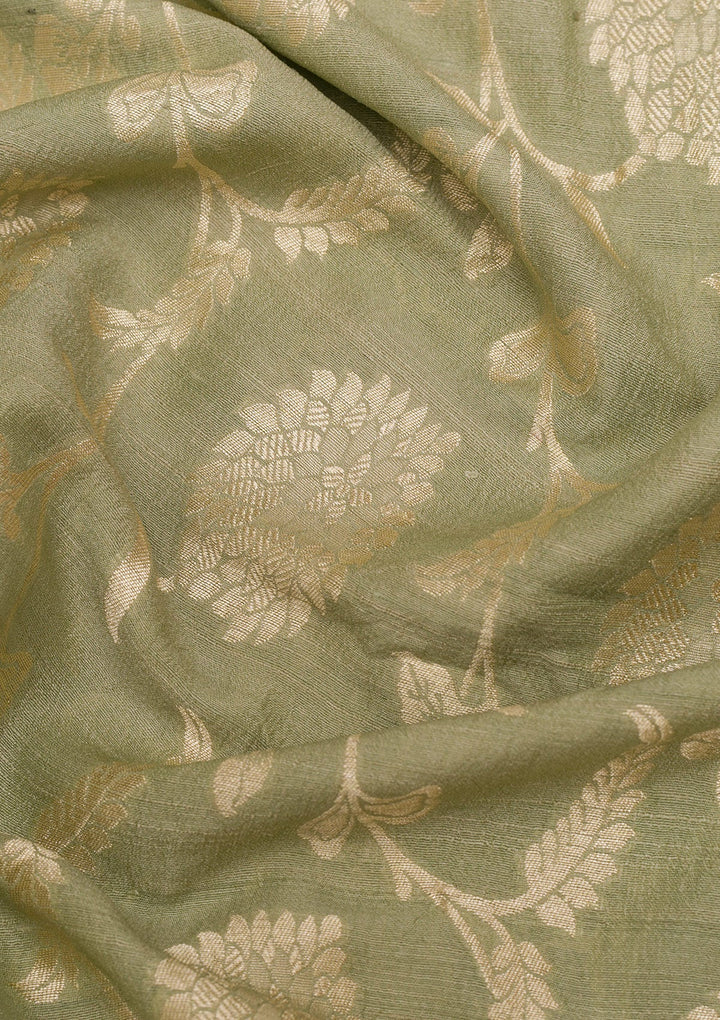 Pista Green Zariwork Banarasi Saree-Koskii