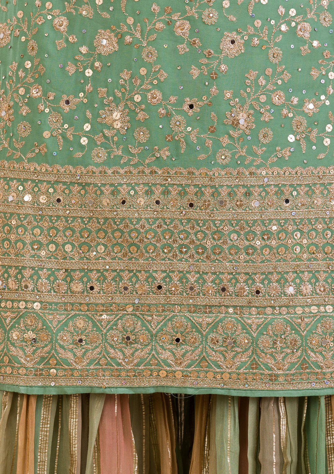 Pista Green Zariwork Georgette Readymade Salwar Kameez-Koskii