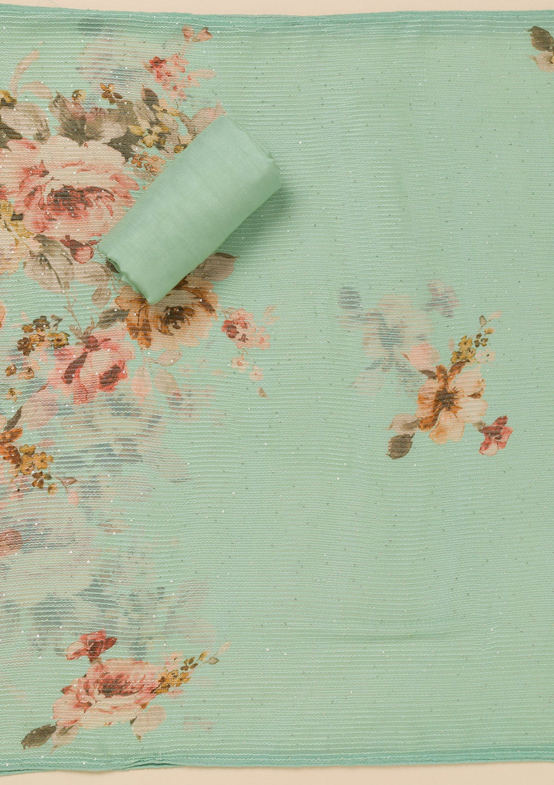 Pista Green Zariwork Georgette Unstitched Salwar Suit-Koskii