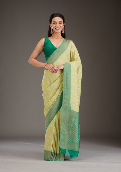 Pista Green Zariwork Georgette Saree-Koskii
