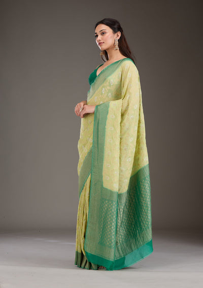 Pista Green Zariwork Georgette Saree-Koskii