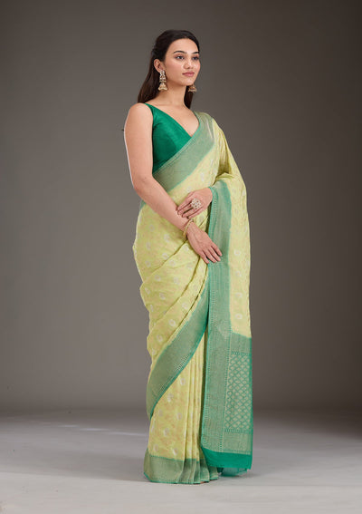 Pista Green Zariwork Georgette Saree-Koskii
