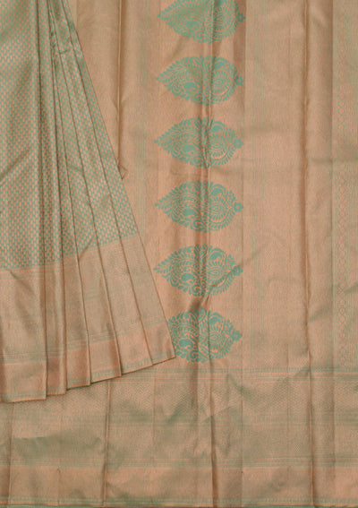 Pista Green Zariwork Pure Silk Saree-Koskii