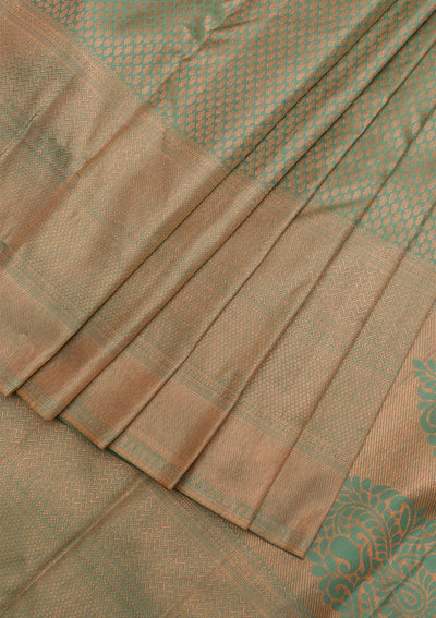 Pista Green Zariwork Pure Silk Saree-Koskii