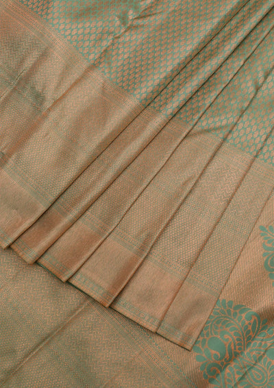 Pista Green Zariwork Pure Silk Saree-Koskii