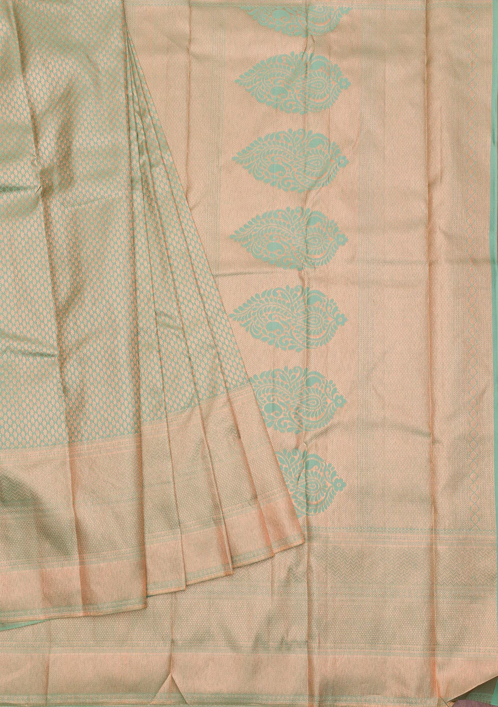 Pista Green Zariwork Pure Silk Saree-Koskii