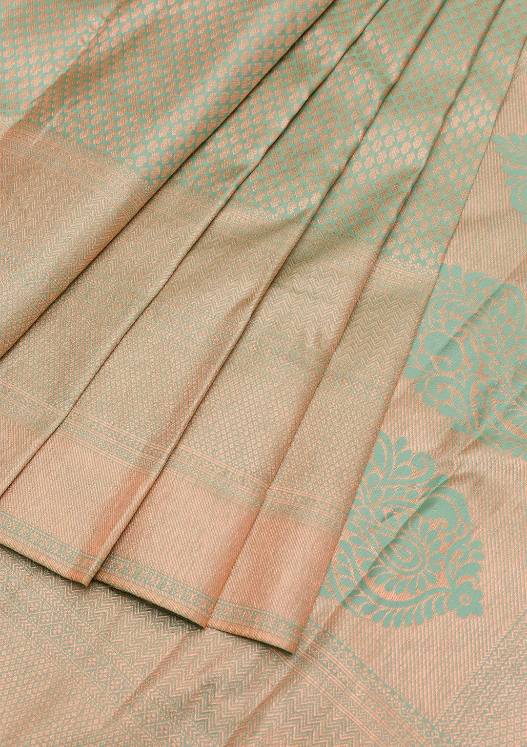 Pista Green Zariwork Pure Silk Saree-Koskii