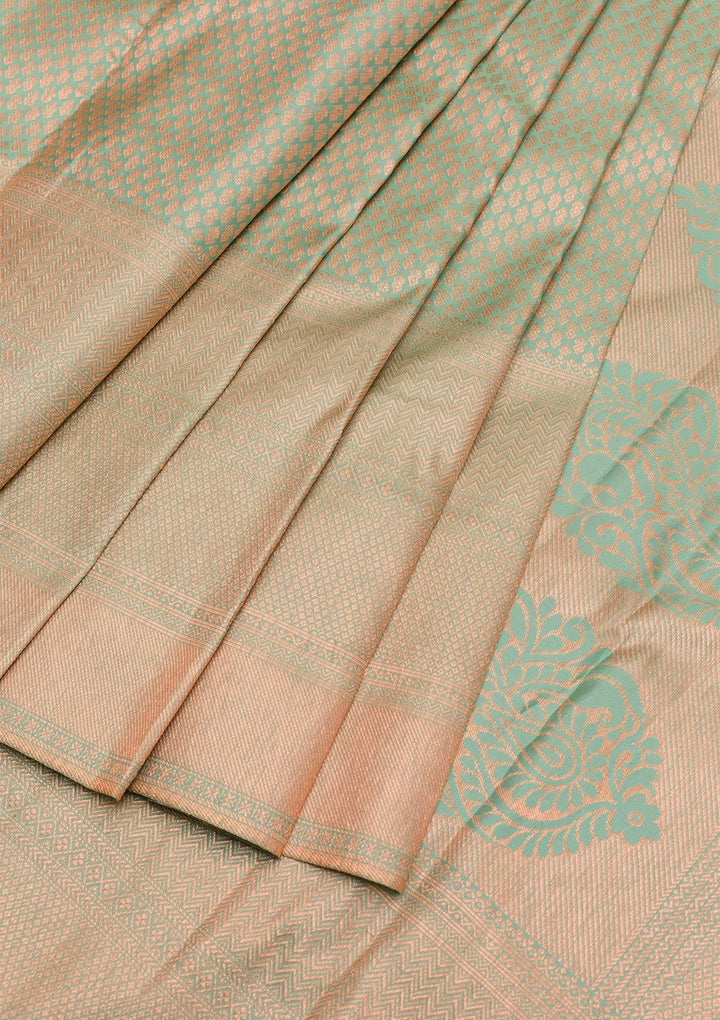 Pista Green Zariwork Pure Silk Saree-Koskii