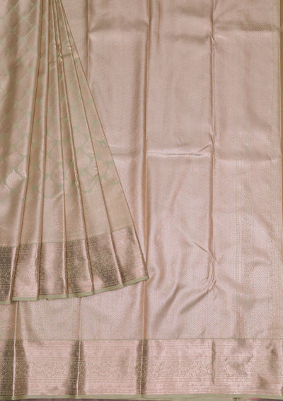 Pista Green Copper Zariwork Pure Silk Saree - Koskii