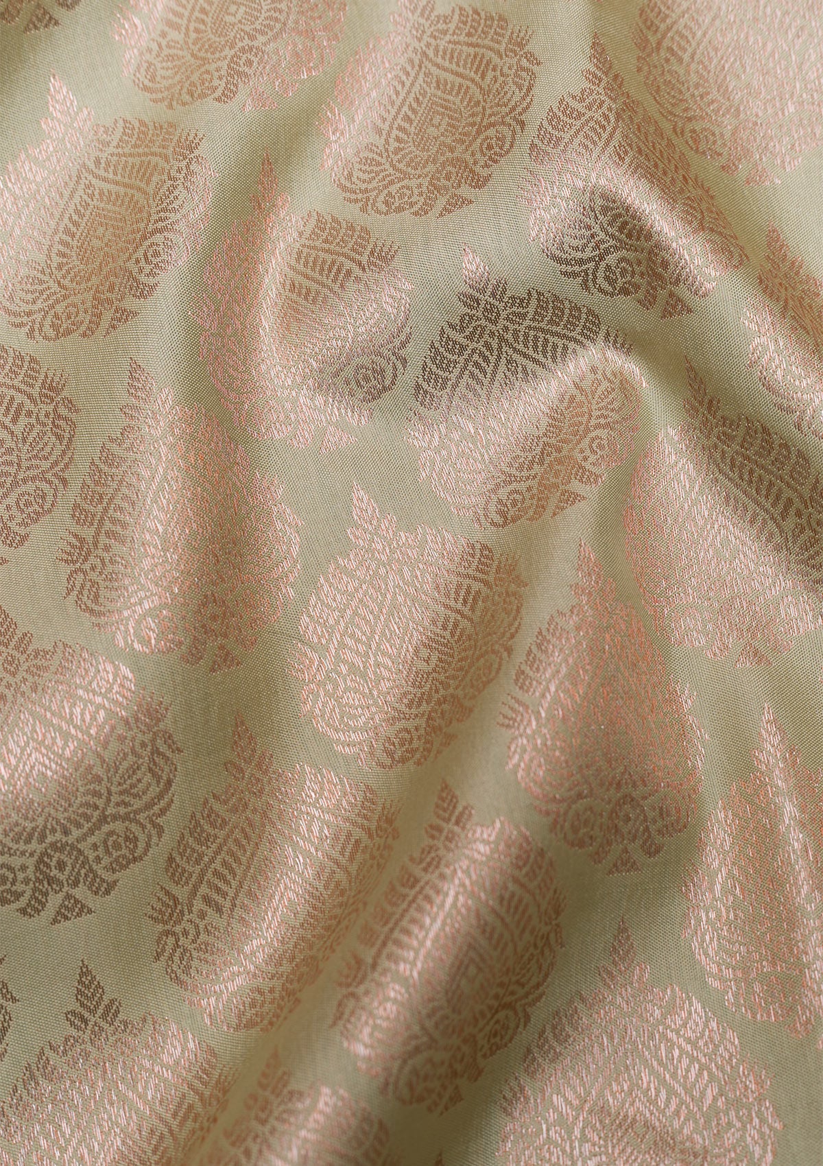 Pista Green Copper Zariwork Pure Silk Saree - Koskii