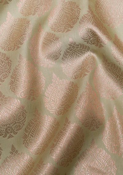 Pista Green Copper Zariwork Pure Silk Saree - Koskii