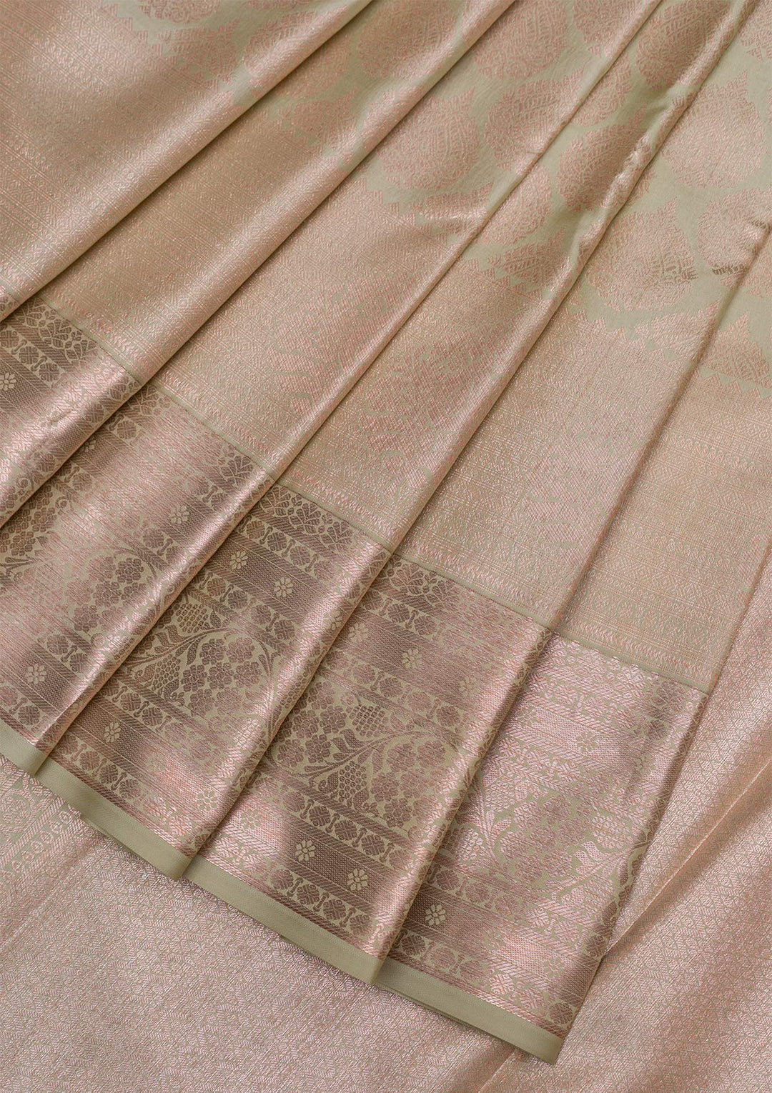 Pista Green Copper Zariwork Pure Silk Saree - Koskii