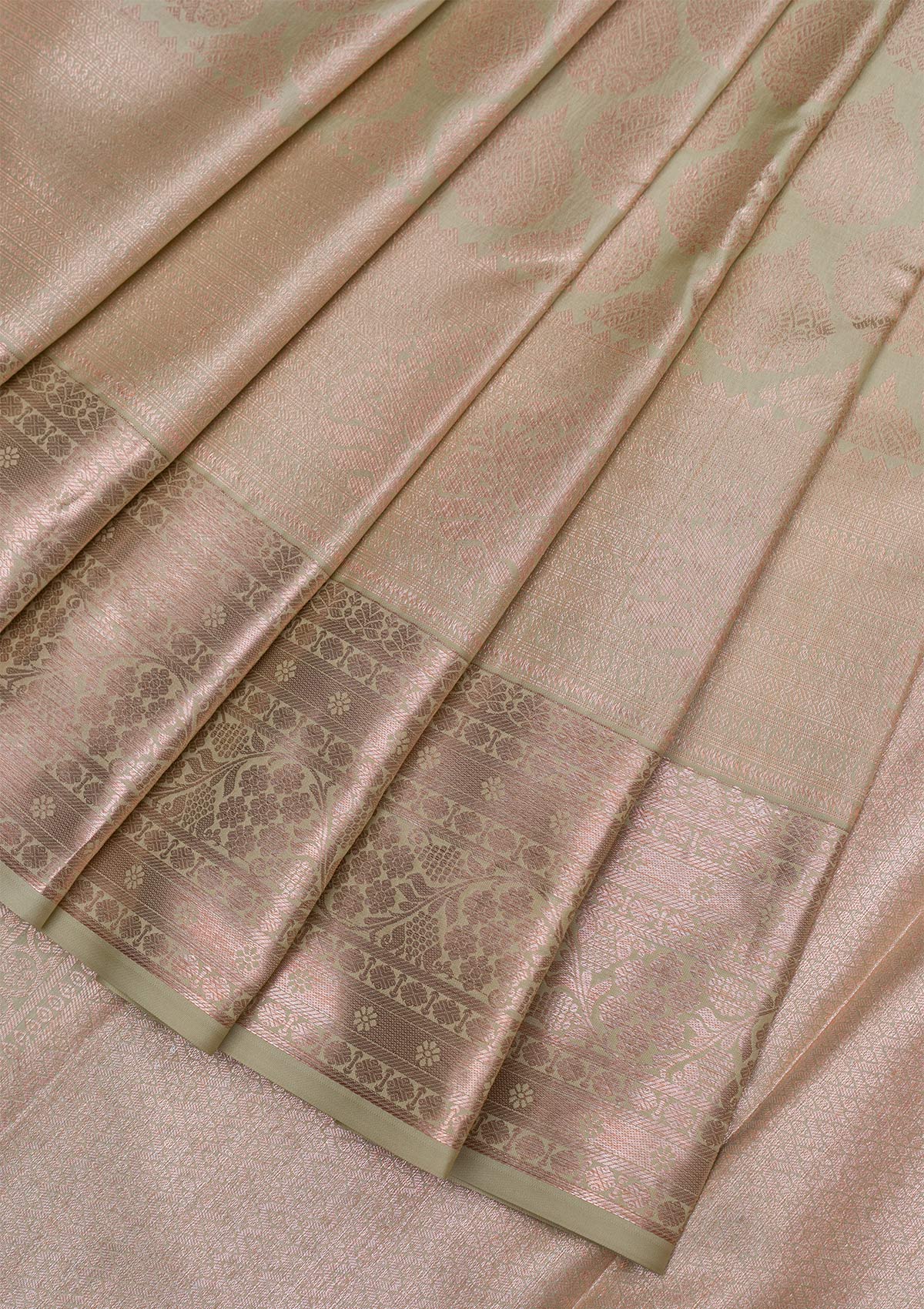Pista Green Copper Zariwork Pure Silk Saree - Koskii
