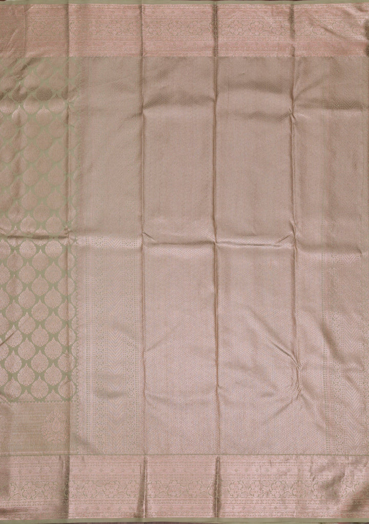 Pista Green Copper Zariwork Pure Silk Saree - Koskii