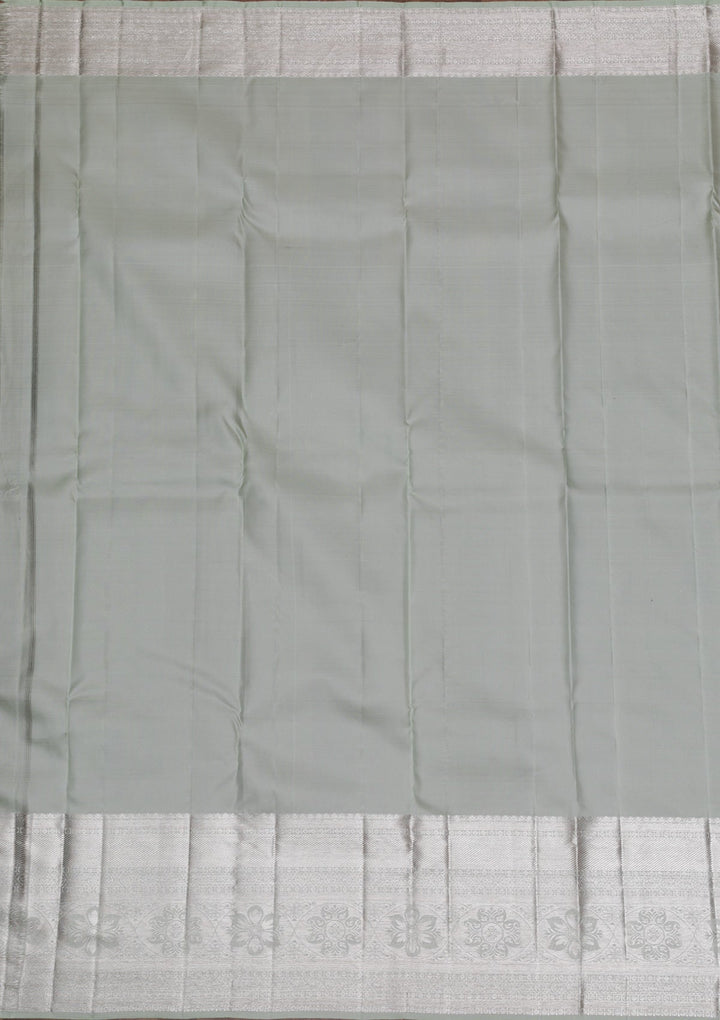 Pista Green Silver Zariwork Pure Silk Saree - Koskii