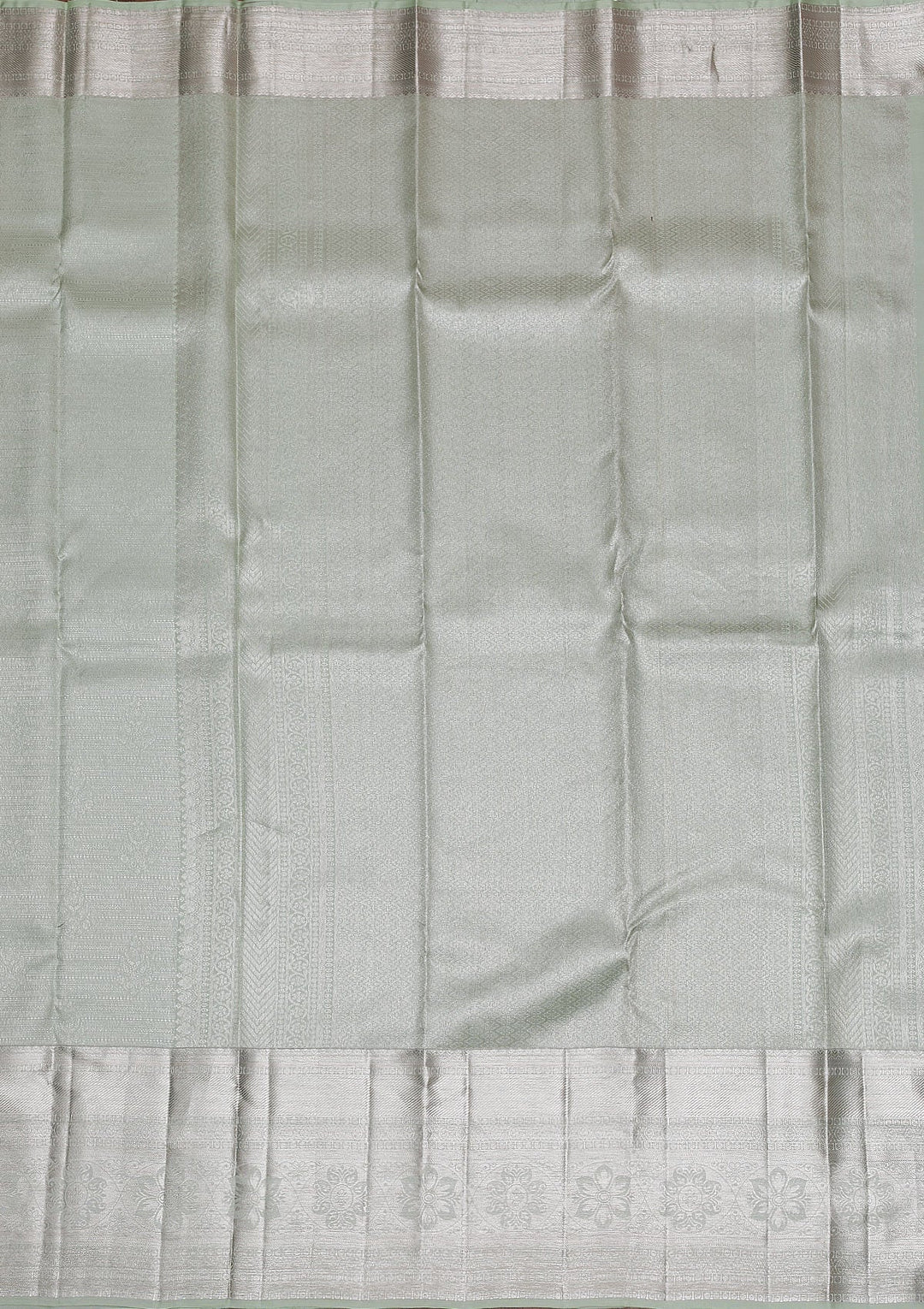 Pista Green Silver Zariwork Pure Silk Saree - Koskii