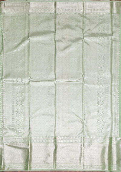 Pista Green Silver Zariwork Pure Silk Saree - Koskii