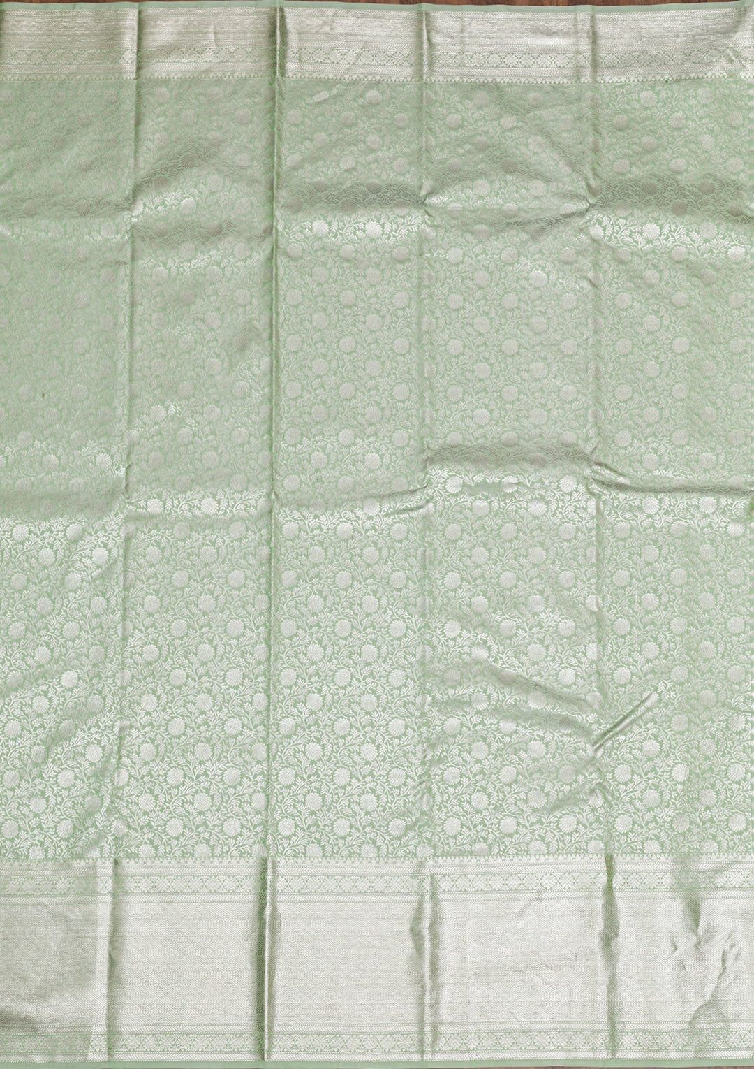 Pista Green Silver Zariwork Pure Silk Saree - Koskii