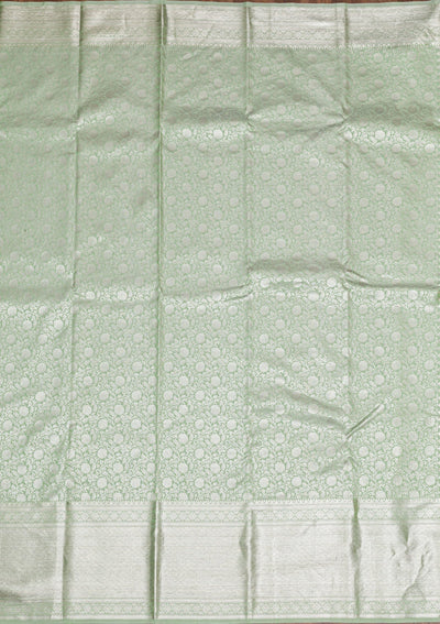 Pista Green Silver Zariwork Pure Silk Saree - Koskii