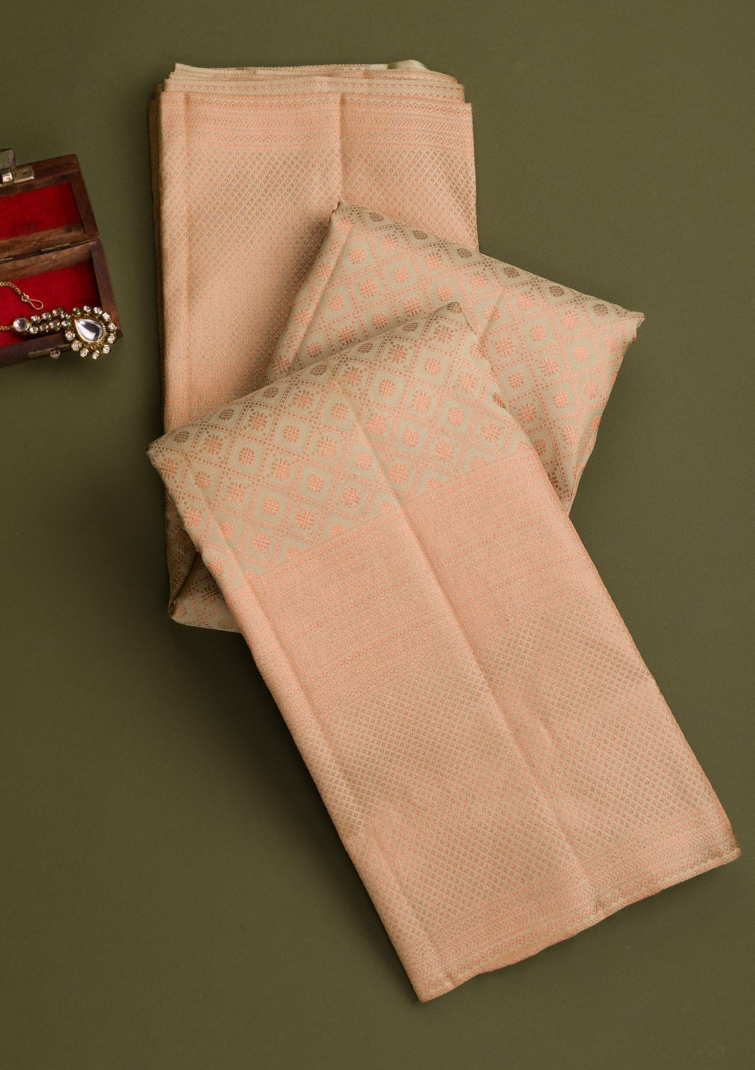 Pista Green Copper Zariwork Pure Silk Saree - Koskii