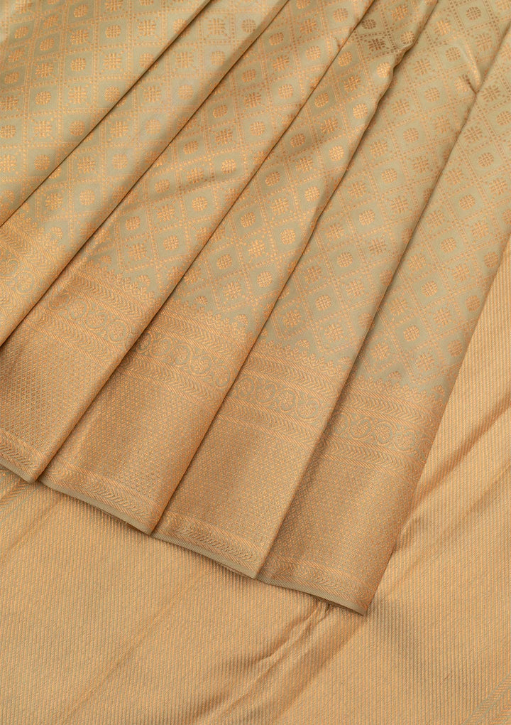 Pista Green Copper Zariwork Pure Silk Saree - Koskii