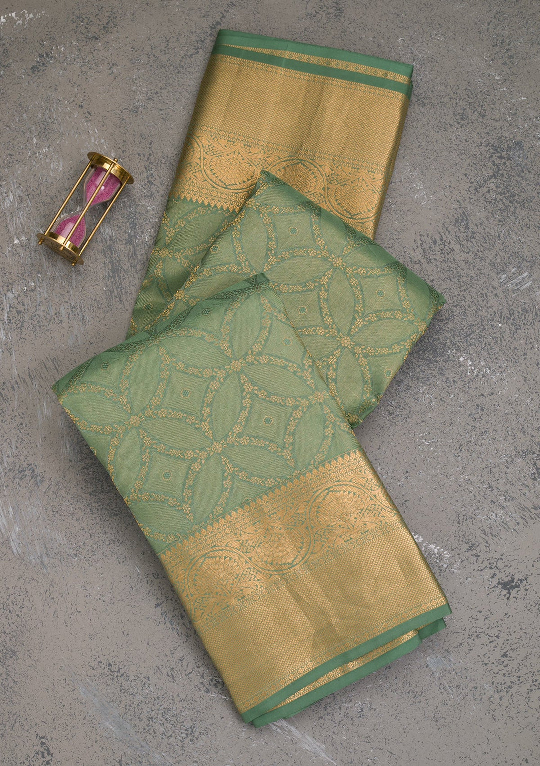 Pista Green Zariwork Pure Silk Saree-Koskii