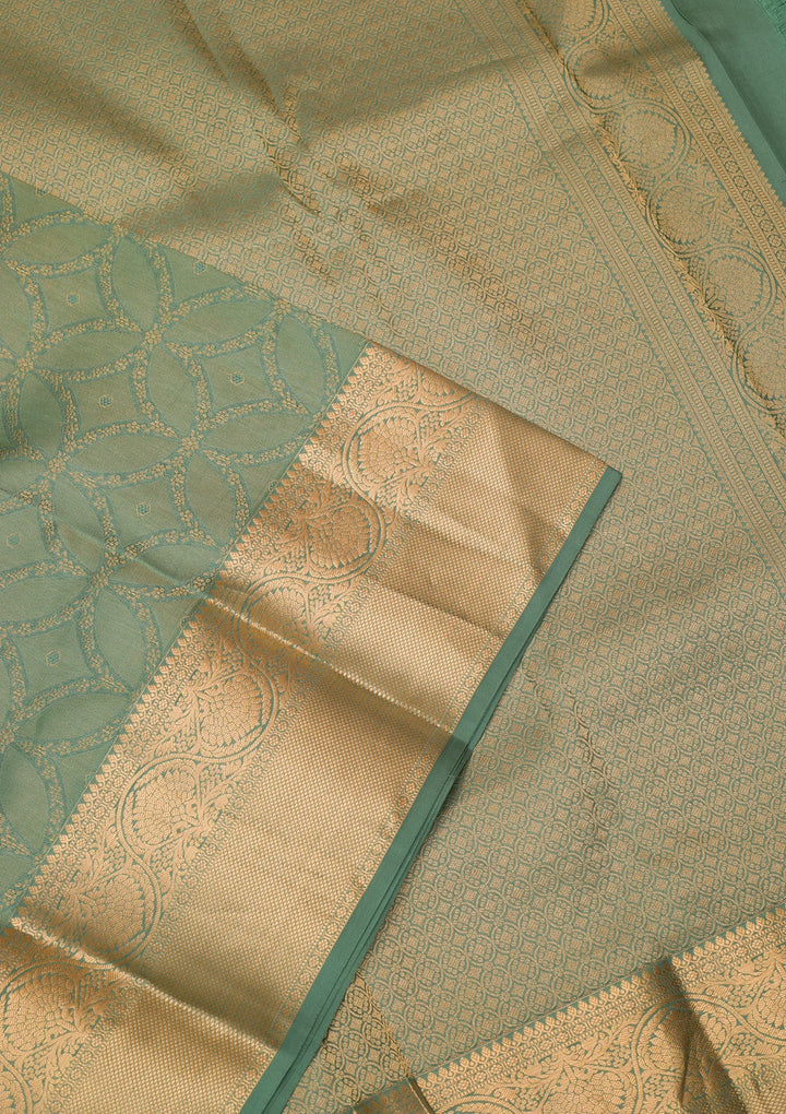 Pista Green Zariwork Pure Silk Saree-Koskii