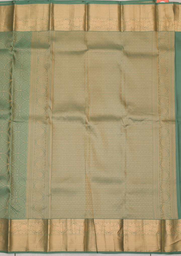 Pista Green Zariwork Pure Silk Saree-Koskii