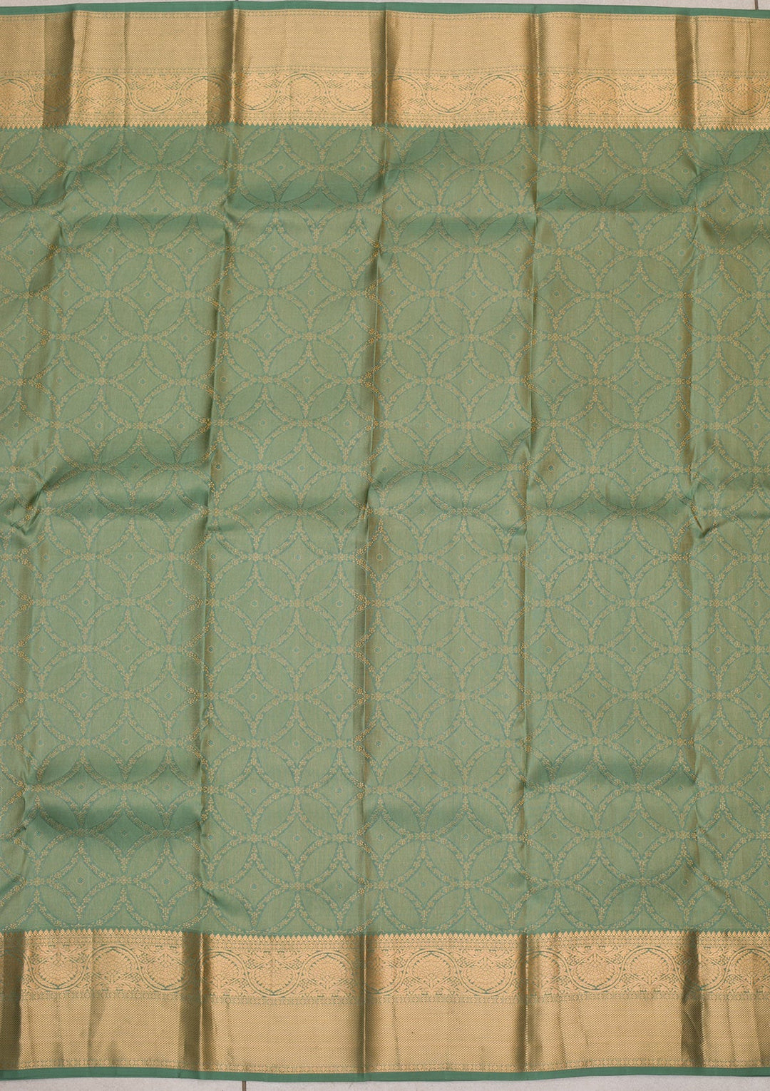 Pista Green Zariwork Pure Silk Saree-Koskii