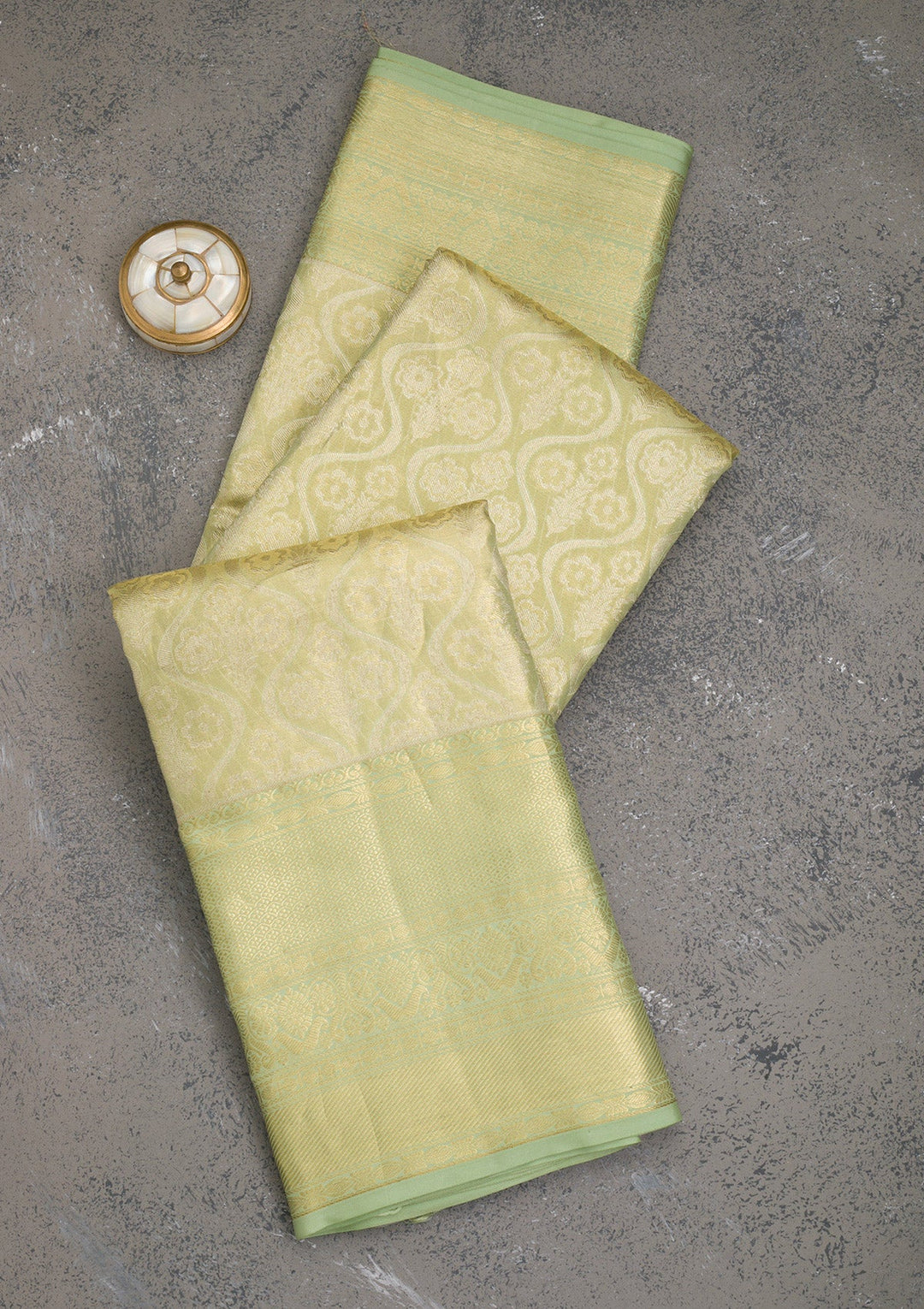 Pista Green Zariwork Pure Silk Saree-Koskii