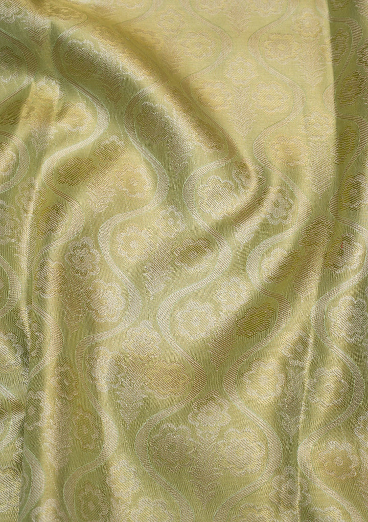 Pista Green Zariwork Pure Silk Saree-Koskii
