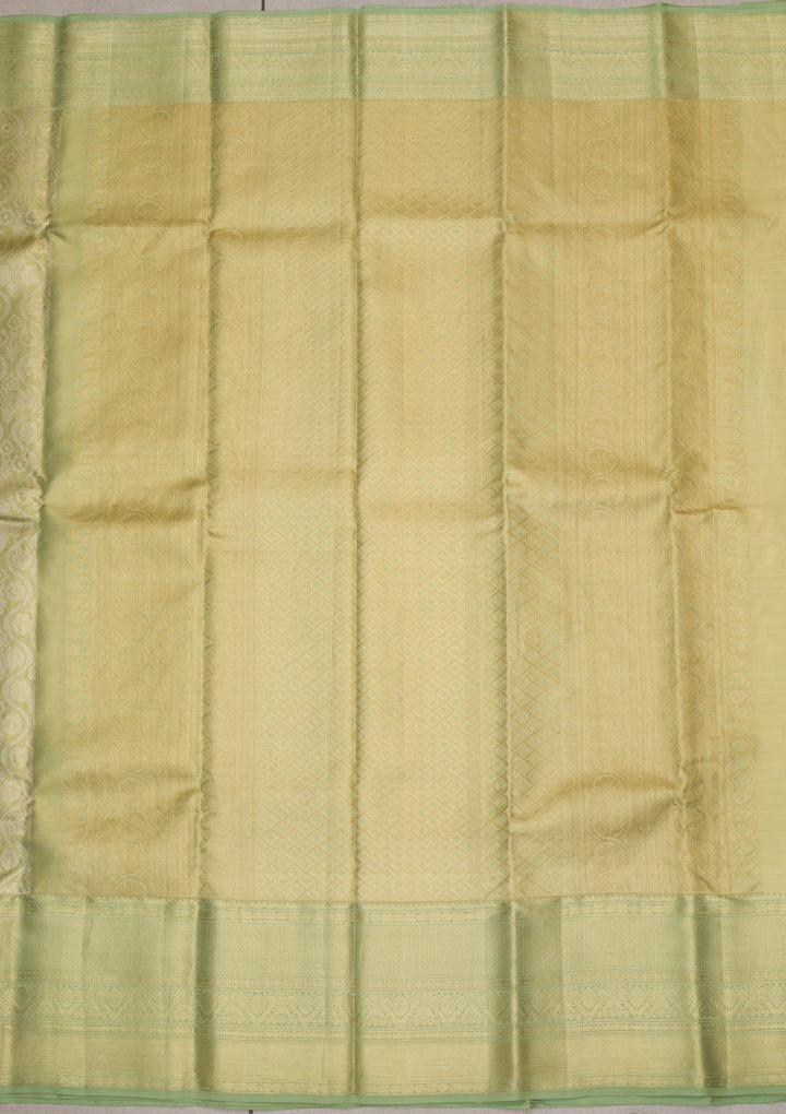 Pista Green Zariwork Pure Silk Saree-Koskii