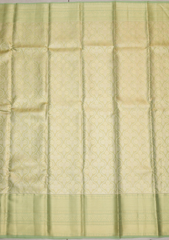 Pista Green Zariwork Pure Silk Saree-Koskii
