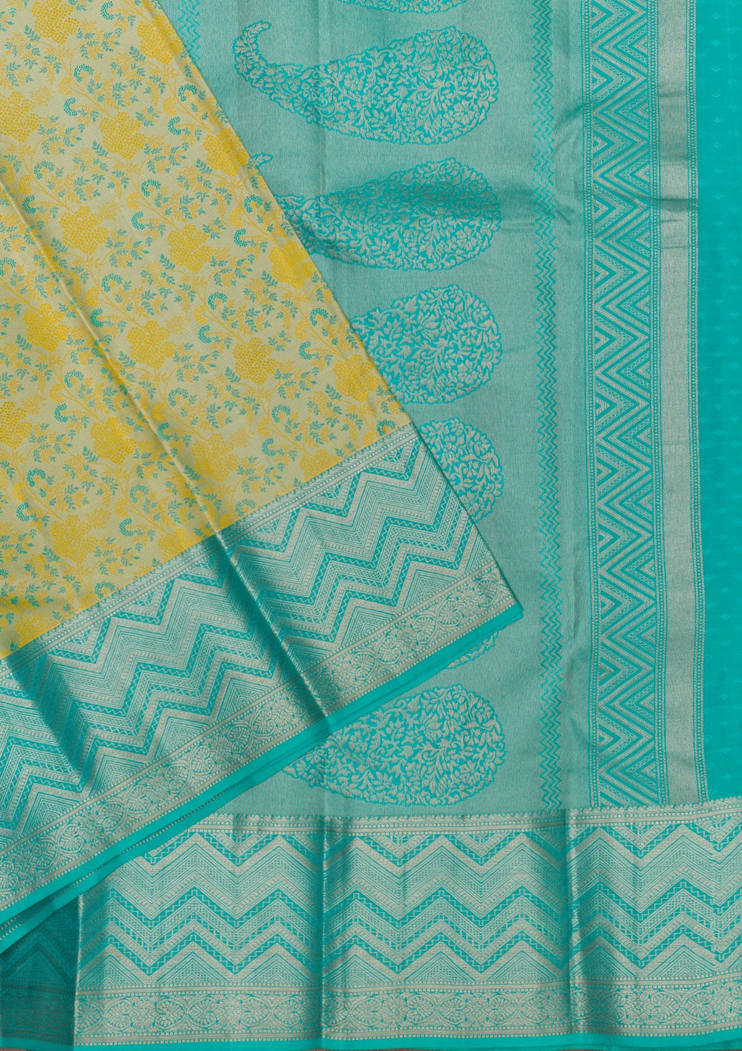 Pista Green Zariwork Pure Silk Saree-Koskii