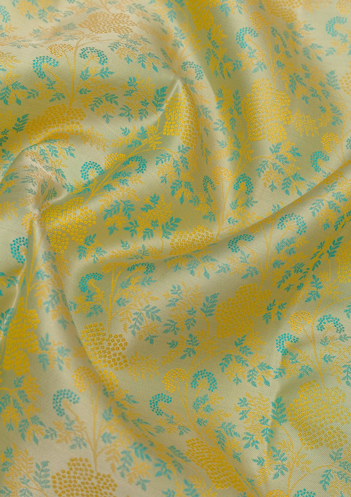 Pista Green Zariwork Pure Silk Saree-Koskii