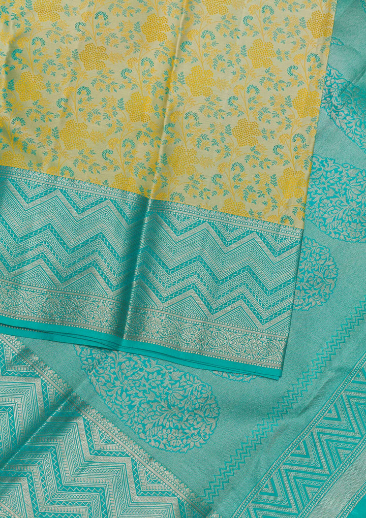 Pista Green Zariwork Pure Silk Saree-Koskii