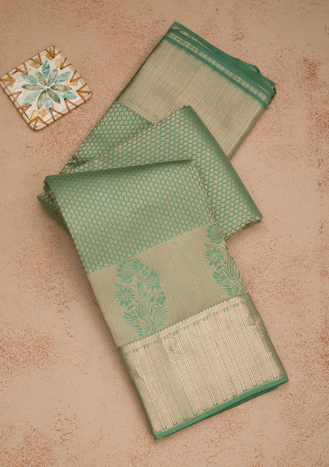 Pista Green Zariwork Pure Silk Saree-Koskii