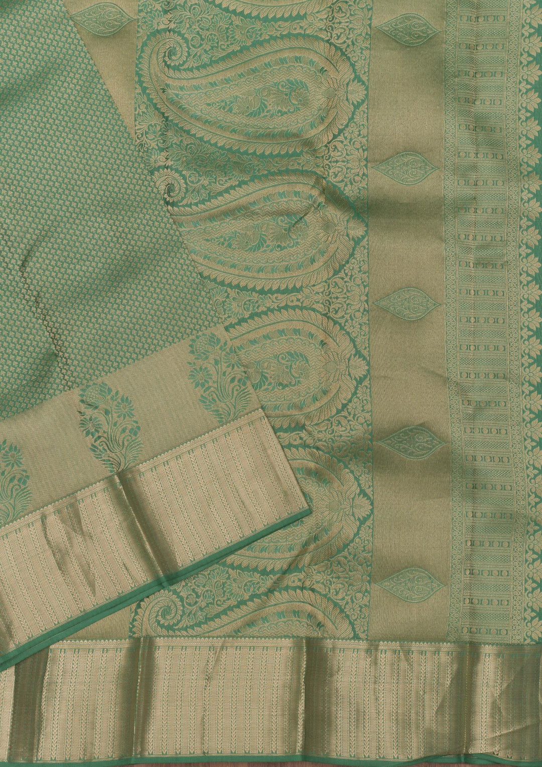 Pista Green Zariwork Pure Silk Saree-Koskii