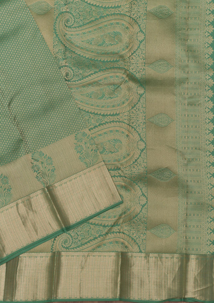 Pista Green Zariwork Pure Silk Saree-Koskii
